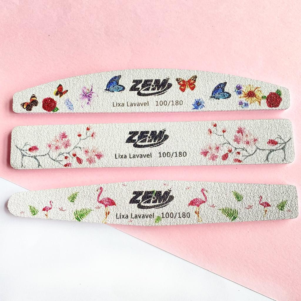 Lixa Decorada Zem Unha Porcelana Acrygel Fibra Lixa Banana