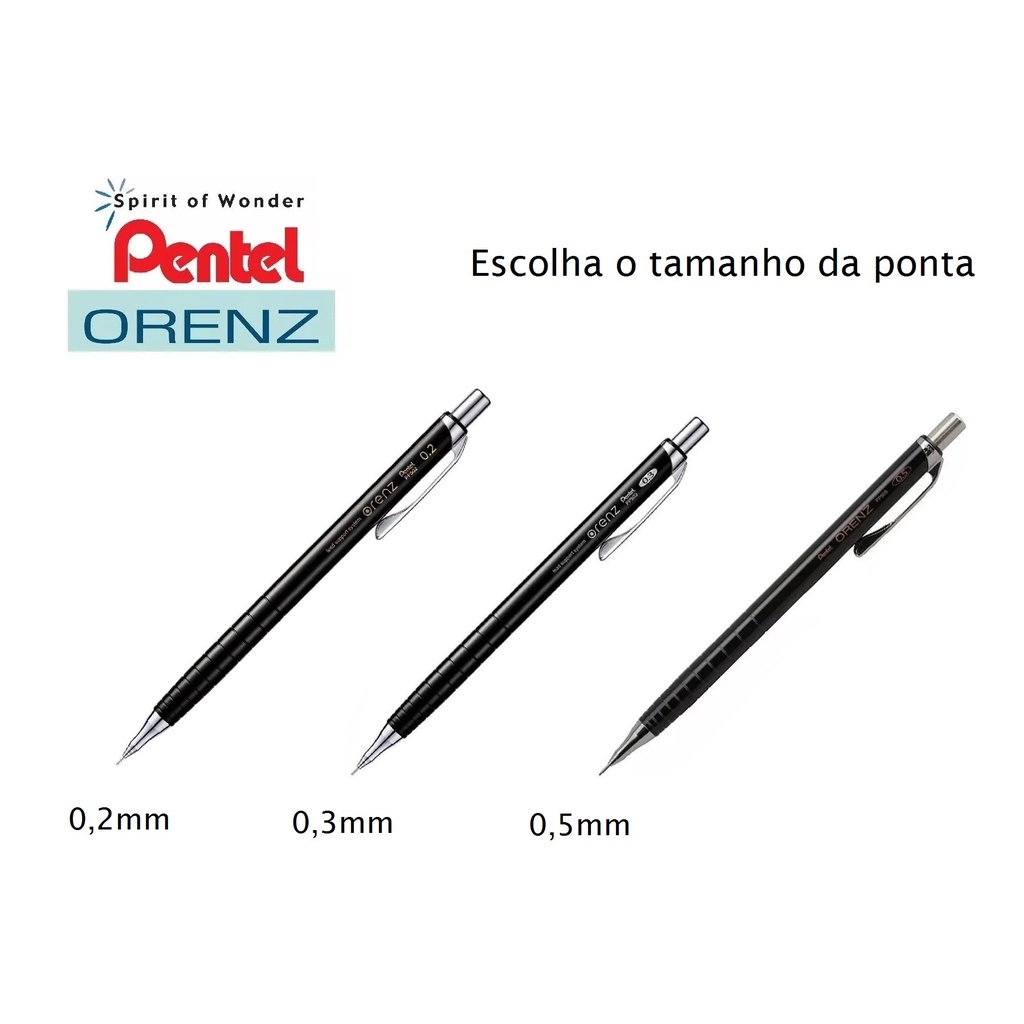 Lapiseira Tecnica Orenz Pentel Preta Escolha A Ponta Shopee Brasil