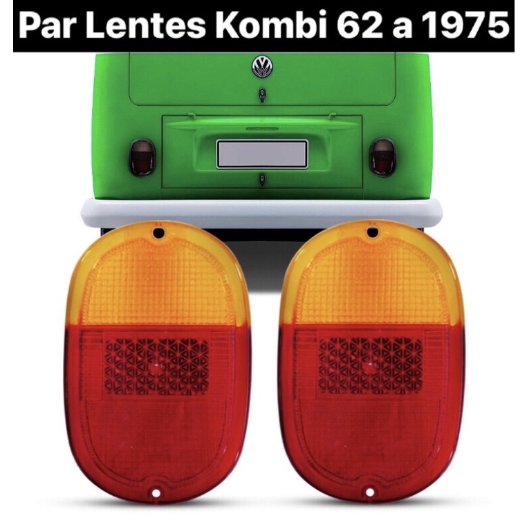 Par De Lentes Lanterna Traseira Kombi Corujinha 1962 A 1975 Ambar