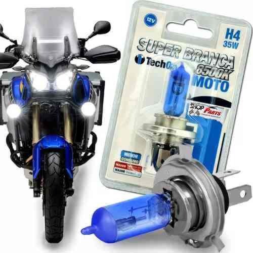 Lampada Super Branca Farol Moto H4 8500k 35w Tom Azulado Efeito Xênon