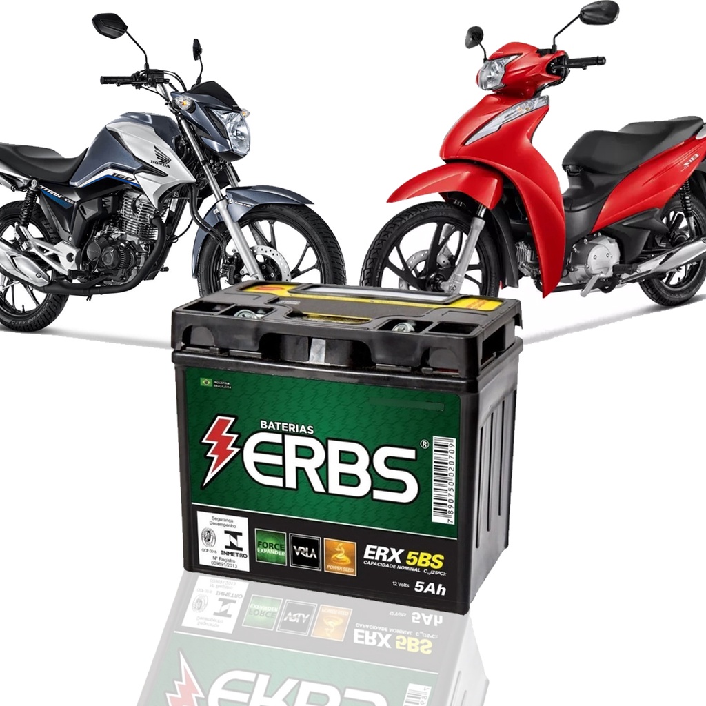 Bateria Moto Erbs 5ah Selada Honda Titan 125 150 Biz Broz Fan Nota