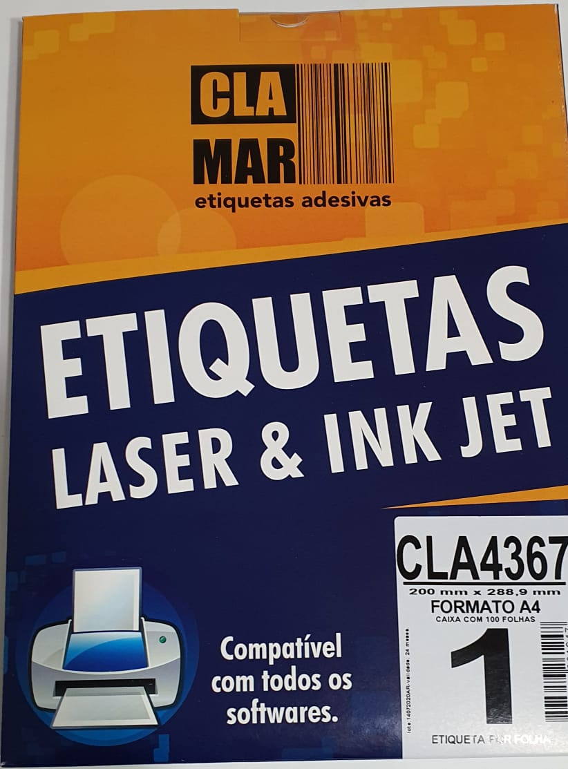 Etiqueta Clamar Inkjet/ Laser (comp. C/pimaco A4367) 100 F (Ref. A4367)