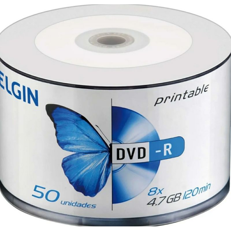 50 DVD R PRINTABLE ELGIN 4 7 GB 120MINUTOS 16X ORIGINAL Shopee Brasil