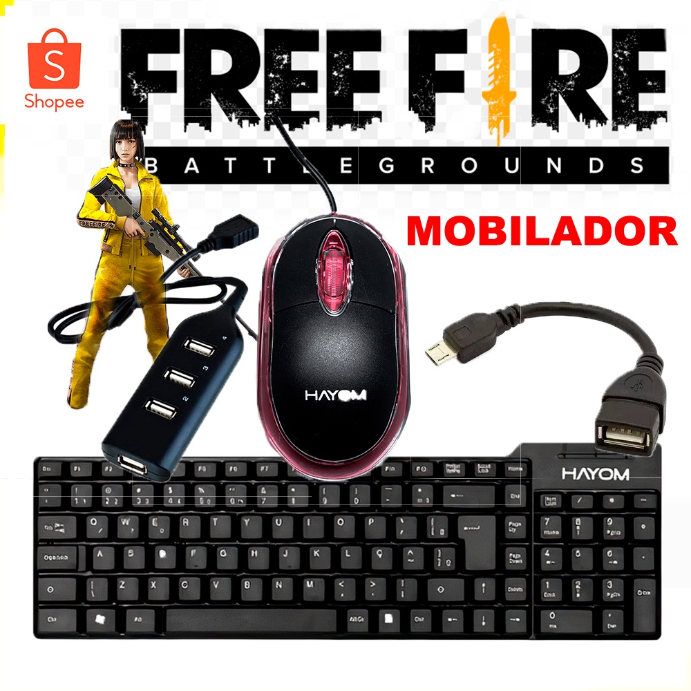 Kit Mobilador Jogue No Celular Teclado E Mouse Para Free Fire