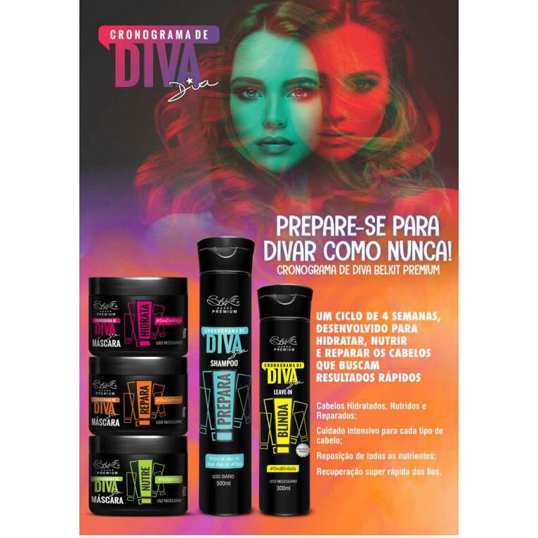 Kit Cronograma Capilar De Diva Produtos Belkit Shopee Brasil