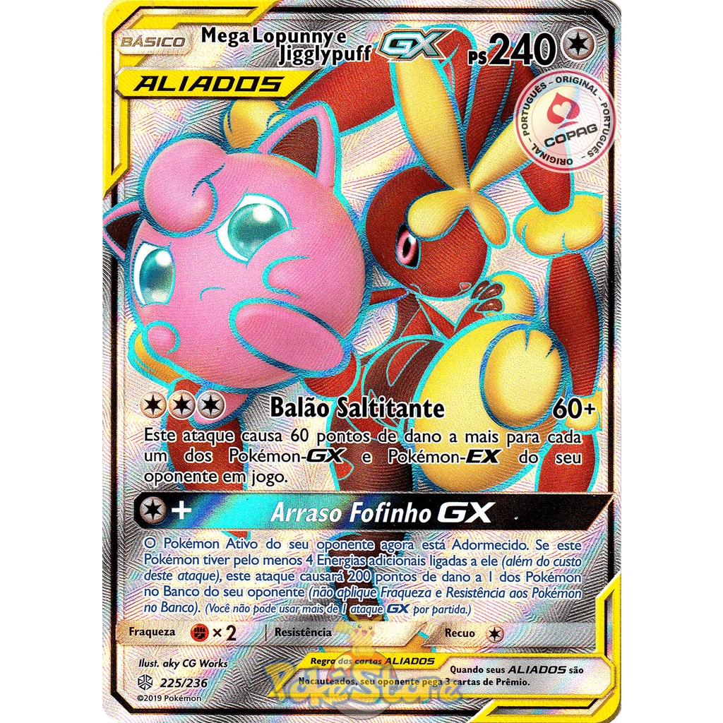 Carta Pokemon Mega Lopunny E Jigglypuff Gx Full Art Aliados Portugu S