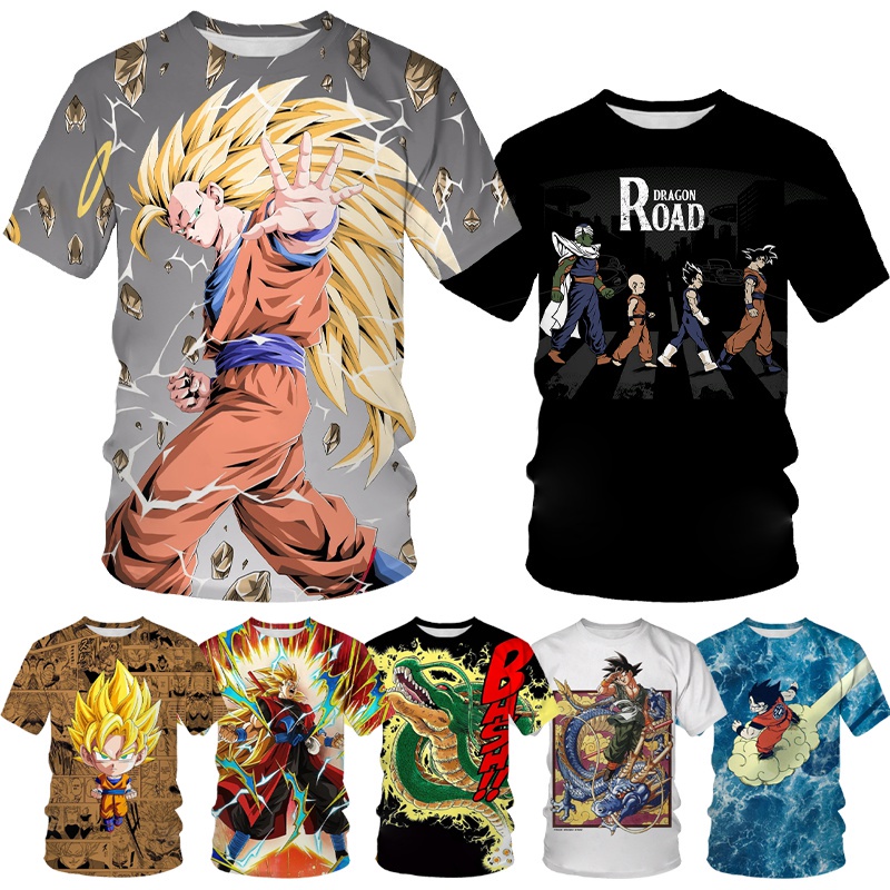 Nova Camiseta Jovem Estampa 3D Gohan Dragon Ball Z Super Saiyan Cartoon