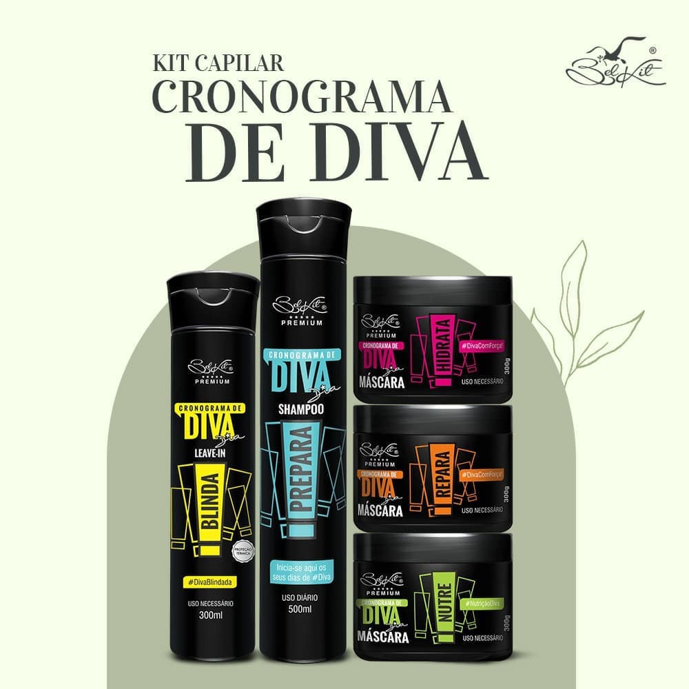 Kit Cronograma Capilar De Diva Belkit Kit 5 Produtos Shopee