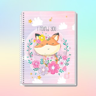 CADERNO PEQUENO CUTE FOX 1 4 96 FOLHAS CAPA DURA C ASPIRAL 140mm X