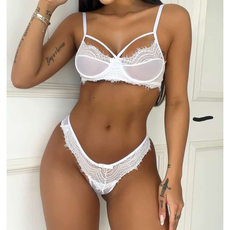 Conjunto De Lingerie Feminino Tule Sexy Shopee Brasil
