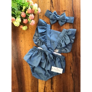 Romper Jeans Jardineira Bunda Rica Tiara Body Luxo Shopee Brasil