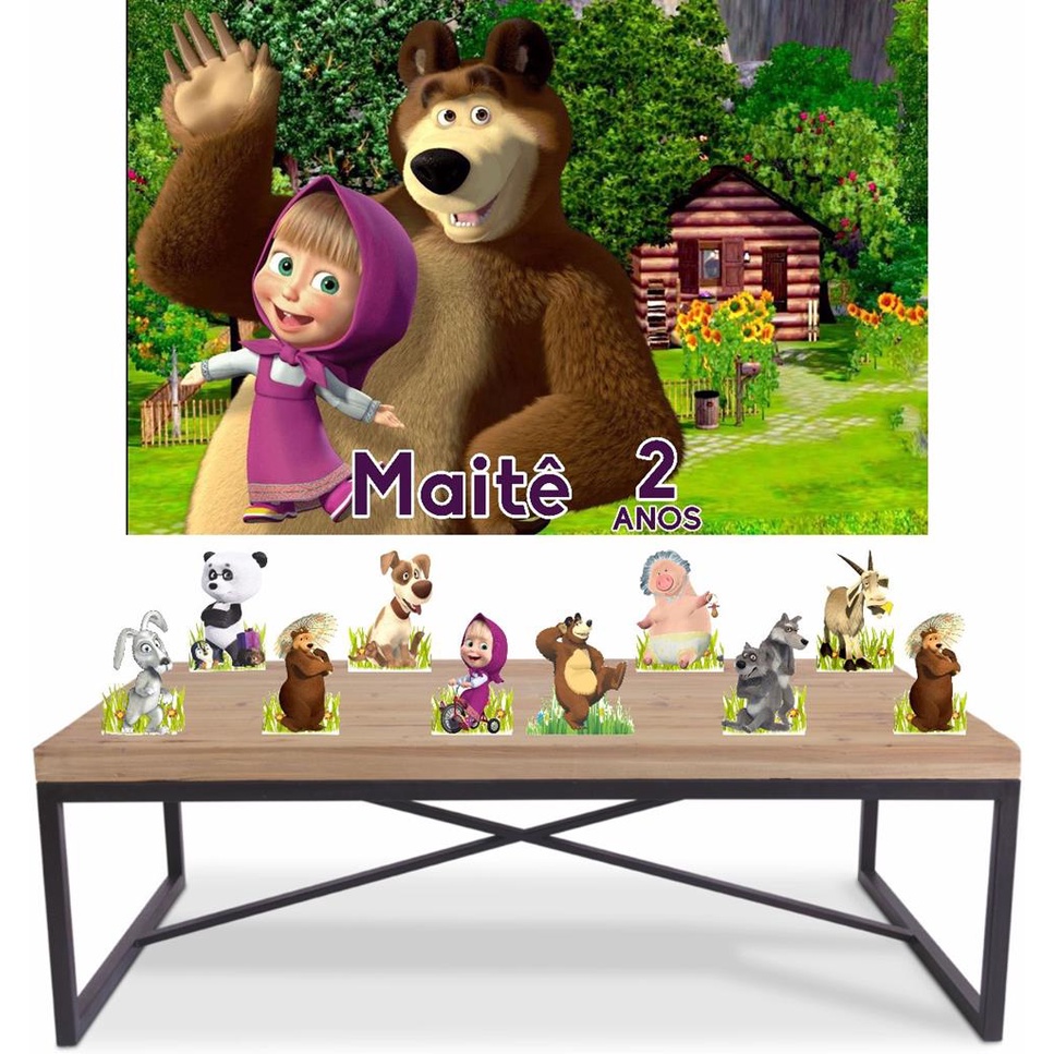 Kit Festa Masha E O Urso De Mesa Painel Decorativo Shopee Brasil