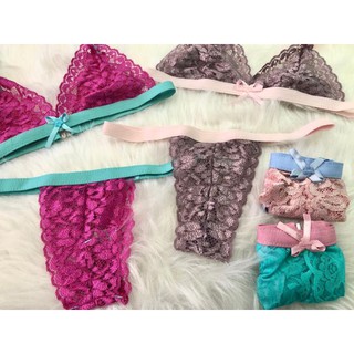 Conjunto Renda Lingerie Bicolor Sem Bojo Sexy Moda Íntima Bicolor