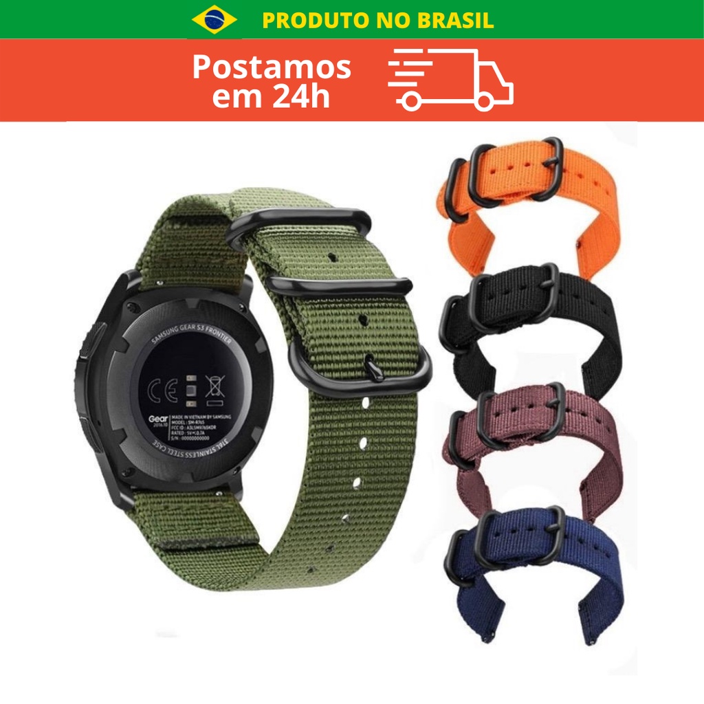 Pulseira 22mm Militar Nylon Lona Samsung Galaxy Watch 3 45mm