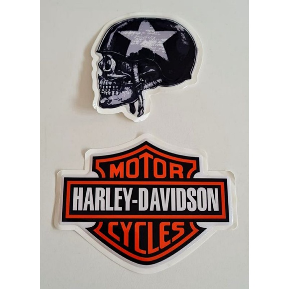 Kit Adesivos Harley Davidson Motoqueiro Caveira Capacete Resinados