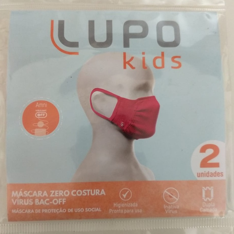 Mascara Lupo Infantil Antiviral Bac Off Rosa kit com 2 unidades