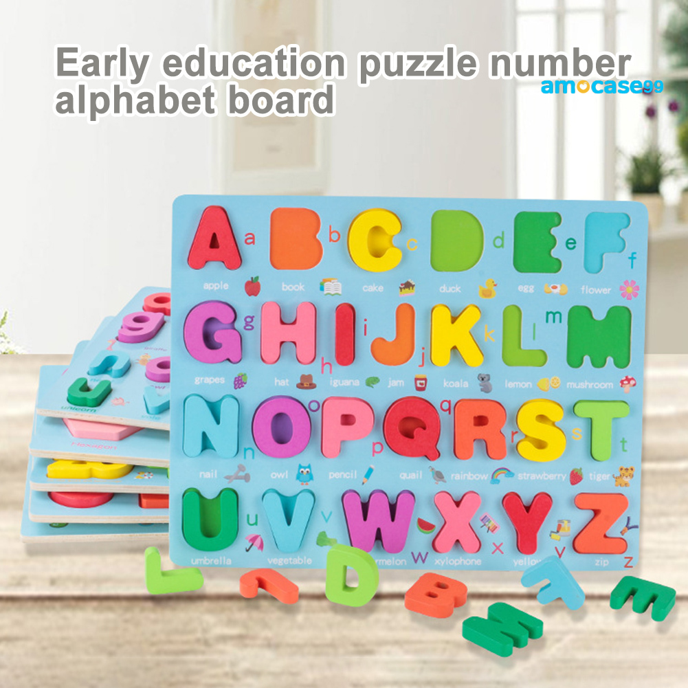 Quebra-Cabeça De Madeira Com Formato De Alfabeto Colorido Para Educação De Crianças