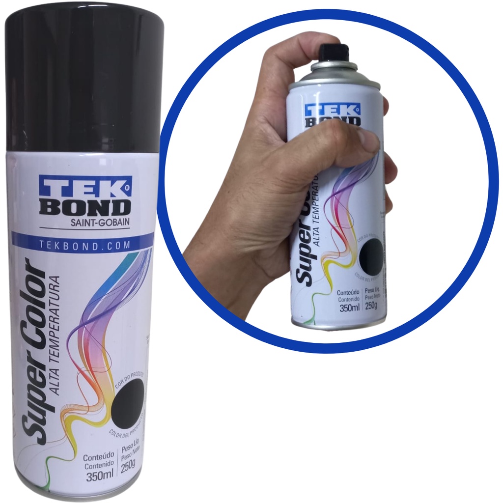 Tinta Spray Super Color Preto Fosco Alta Temperatura Tekbond G