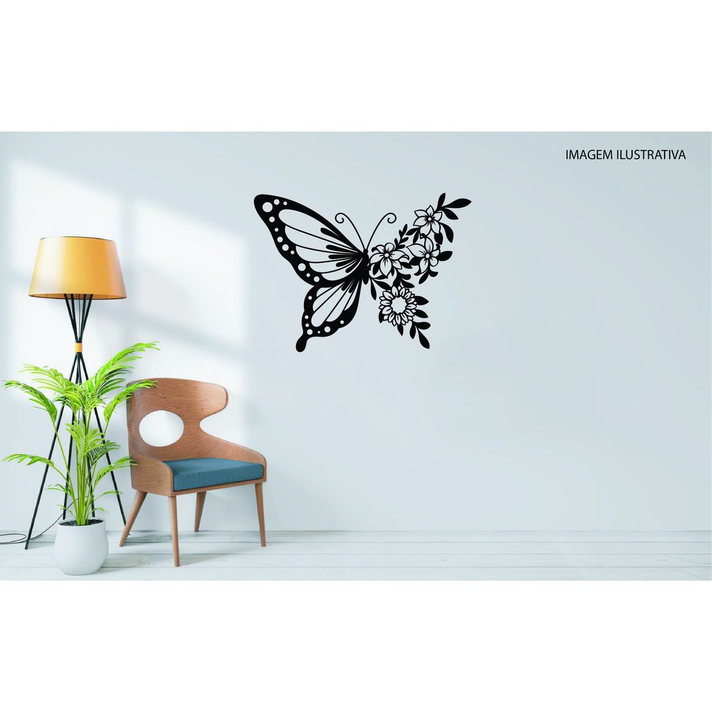 Quadro Decorativo Vazado Borboleta Flor MDF 3mm Casa Shopee Brasil