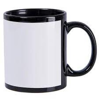 Caneca Personalizada De Porcelana Tarja Branca Preto Shopee Brasil