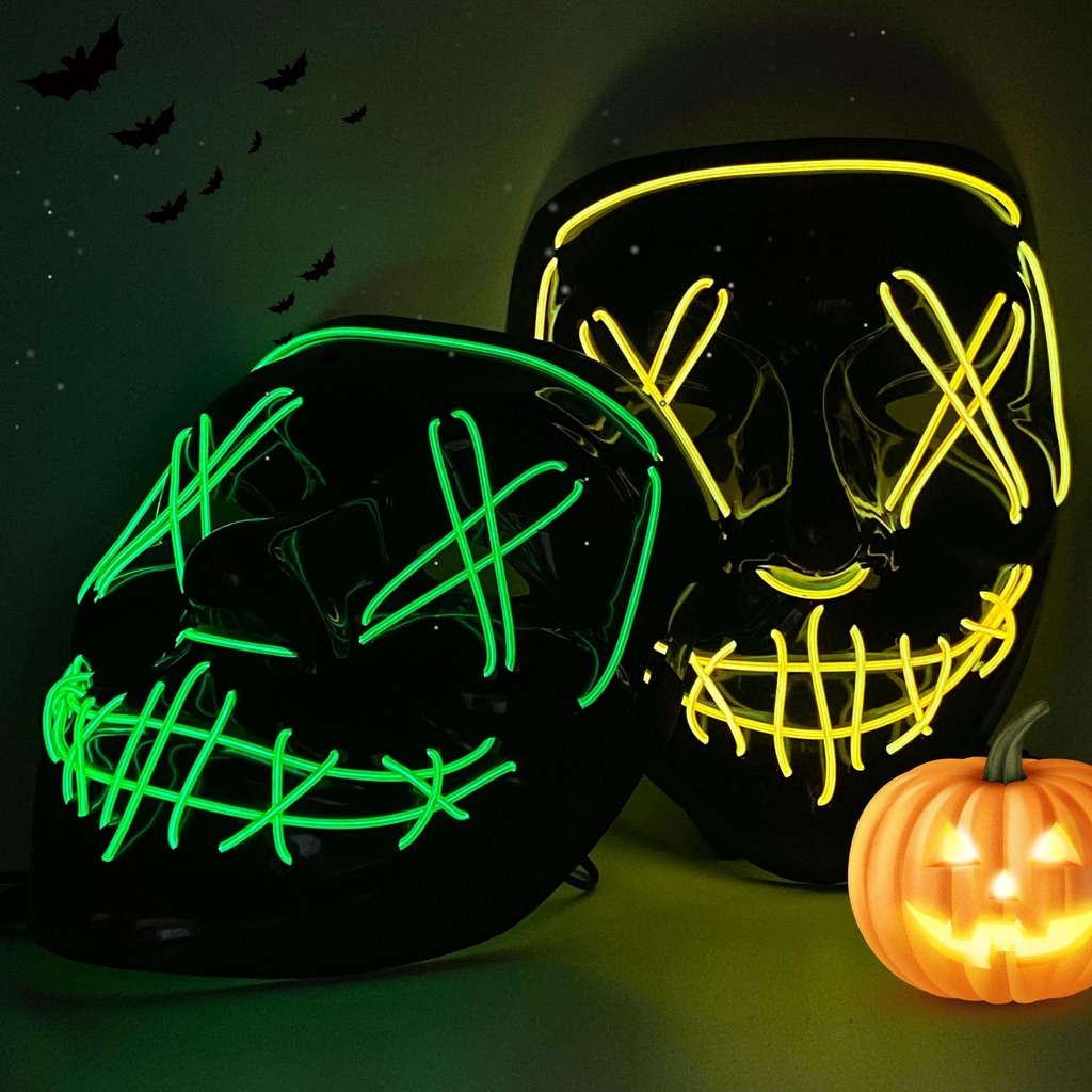 Máscara De Halloween Cosplay Light Up Facial LED Para Crianças Homens