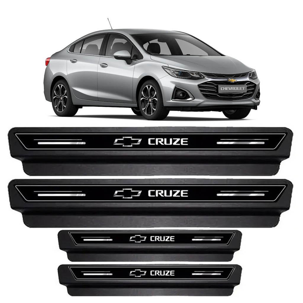 Kit 8 Peças Soleira Protetora Porta Premium Gm Cruze Sedan E Hatch Lt