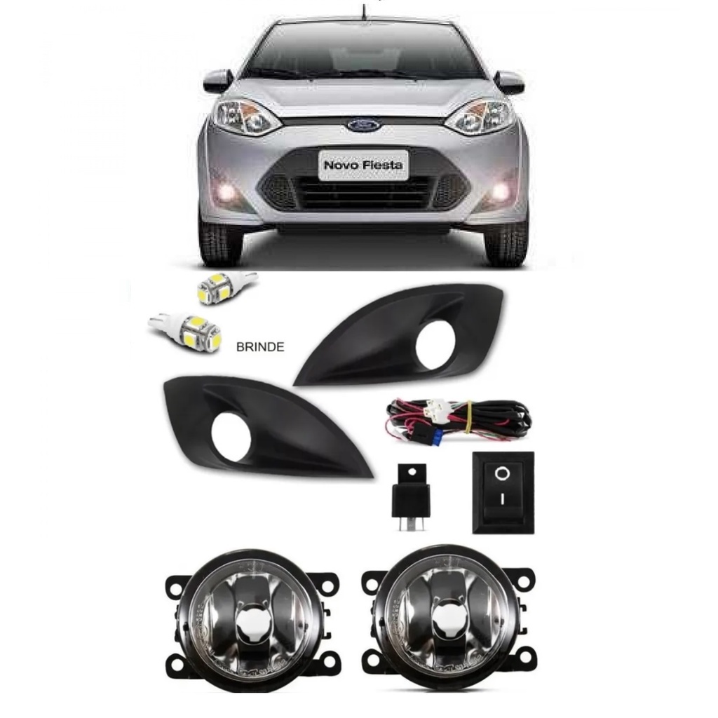 Kit Farol Milha Fiesta Rocam 2011 2012 2013 2014 Par De Pingo T10