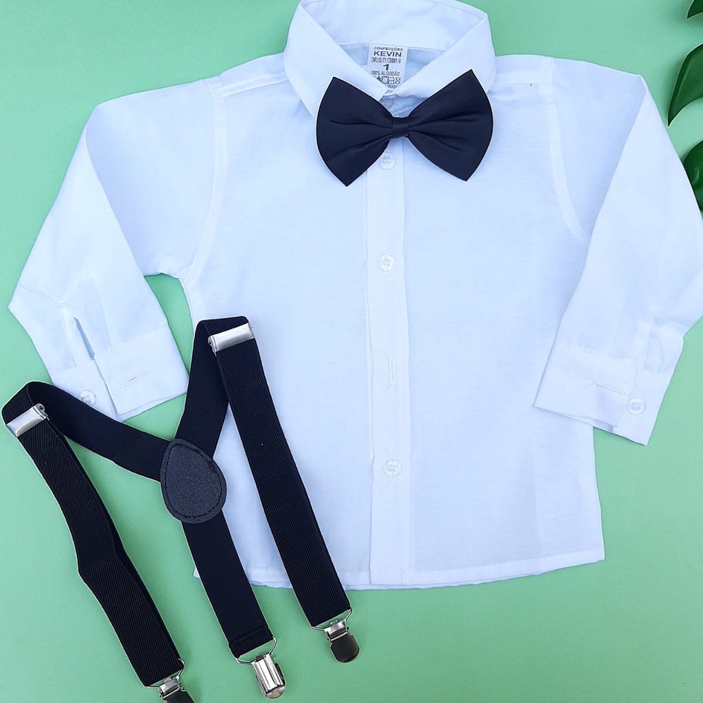 Camisa Social Manga Longa Bebe Infantil Masculino Batizado Casamento