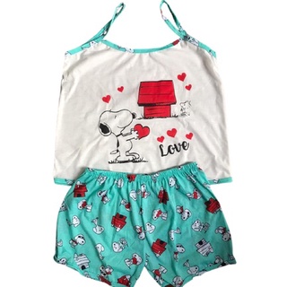 Pijama Adulto Feminino Baby Doll Personagens Luluzinha Garfield Meninas