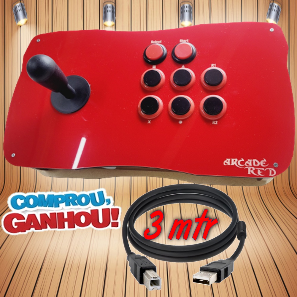 Controle Zero Delay Arcade Fliperama Usb Pc Ps Ps Legacy E Tvbox R