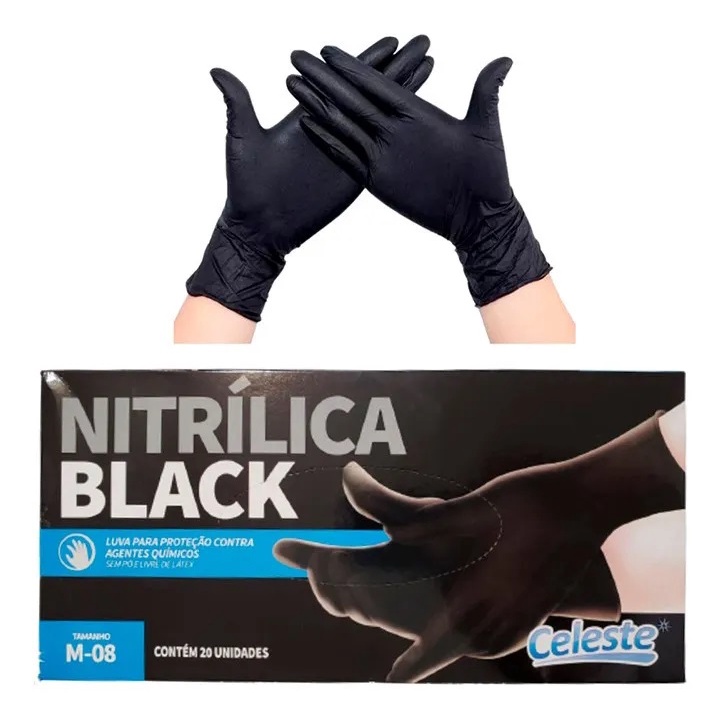 Luva Nitr Lica Preta Black Tamanho M Unidades Shopee Brasil