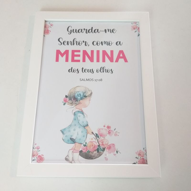 Quadro Decorativo Infantil Guarda Me Senhor Como A Menina Dos Teus