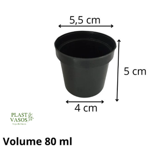 Kit 50 Vasos Pote Numero 6 De 80 Ml Preto Suculentas Mini Plantas