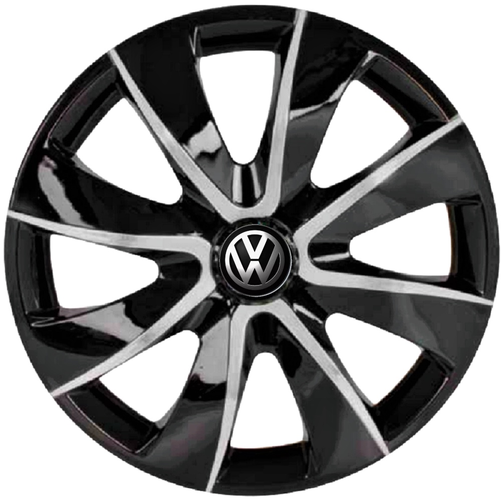 Jogo Calotas Esportiva Aro Prime Black Silver Vw Volkswagen Gol G