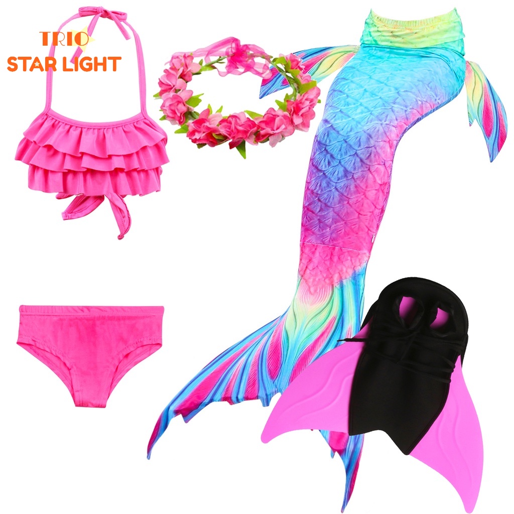 Crian As Sereia Cauda Swimsuit Monofin Meninas Festa Cosplay Traje