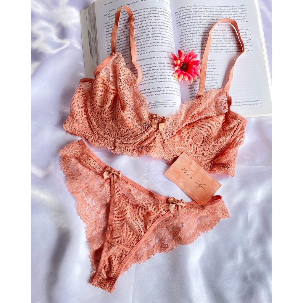 Conjunto Lingerie Renda Sem Bojo Forrado Aro Shopee Brasil