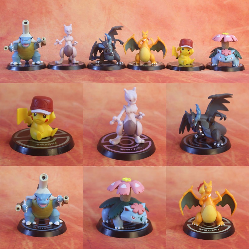 6 Pçs kit Requintado Figura Boneca Pikachu pokemon Coleção Bonecas