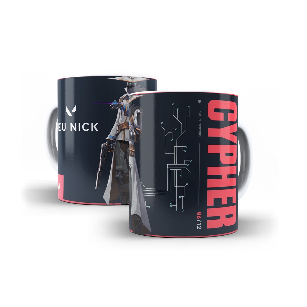 Caneca Valorant Cypher Agente Personalizada Nick Porcelana Ml