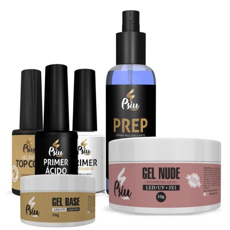 Kit Completo PSIU Top Coat Gel Nude Prep Base Em Gel Manicure Shopee