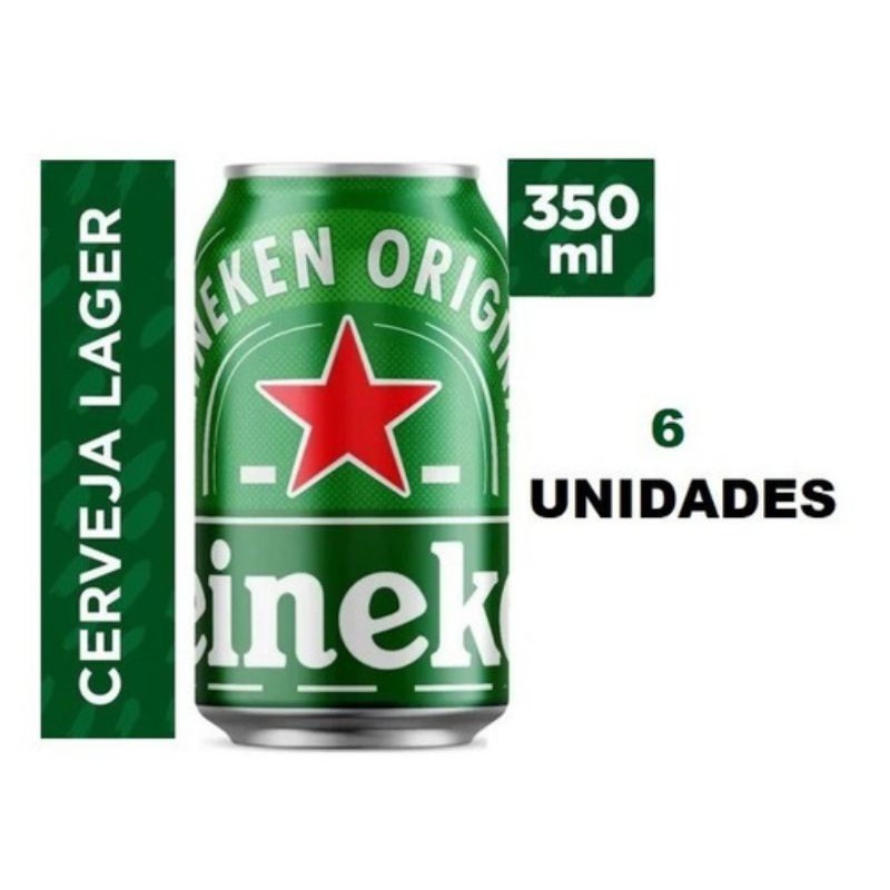 Kit Cerveja Heineken Lata 350ml Lager 6 Unidades Avulsas BeeCost