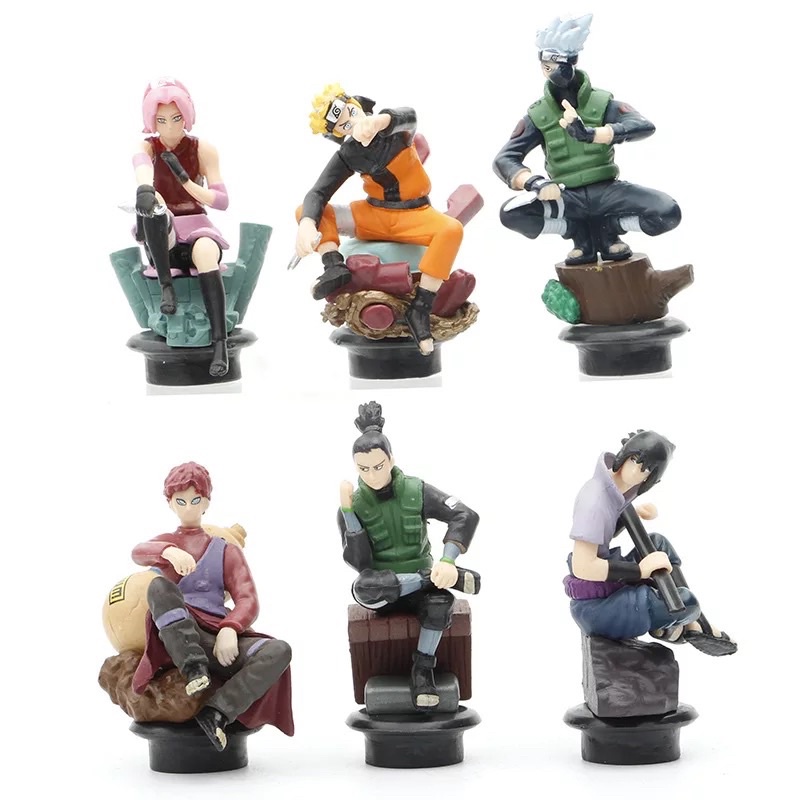 Kit 6 Bonecos Naruto Action Figure Gaara Sasuke Itachi Kakashi Estoque