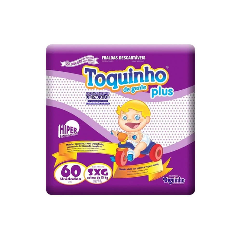 Fralda Toquinho Plus Hiper Tamanho XXG 60 Unidades Shopee Brasil