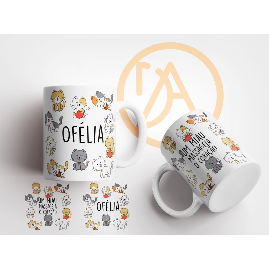 Caneca Personalizada Gatos Porcelana Shopee Brasil