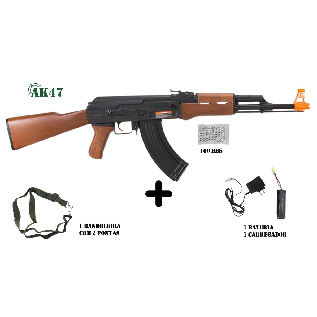 Rifle Airsoft Ak47 Elétrico Aeg Semi metal Cm522 6mm Cyma Escorrega