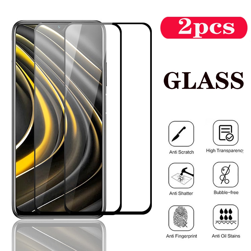 2pçs Película De Vidro Cobertura Completa 9h Para Xiaomi Poco M3 M 3 X3 Nfc Pocophone F1 Hd De Vidro À Prova De Arranhões
