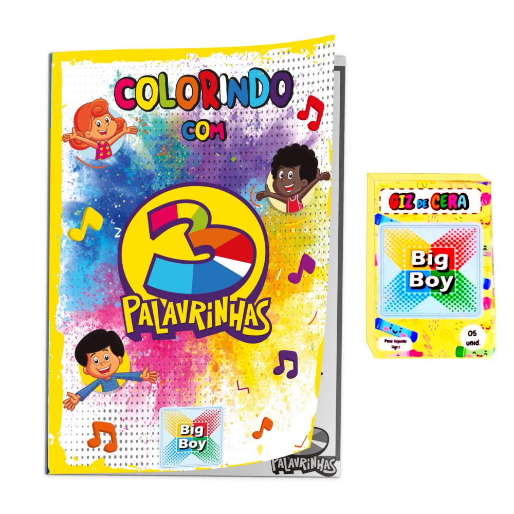 Livro De Colorir 3 Palavrinhas 32 Desenhos Giz E Adesivos Shopee Brasil