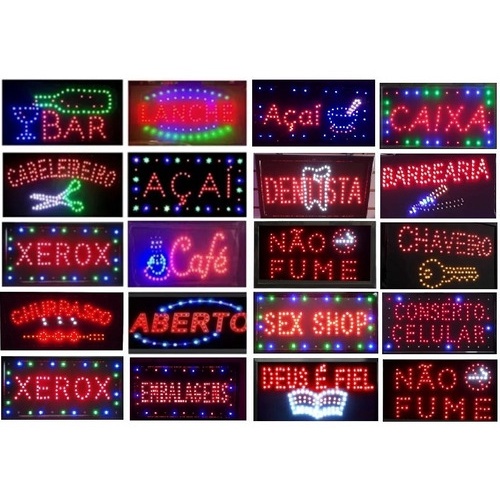 Placa Painel Led Letreiro Luminoso Bar Café Xerox Seja Bem Vindo