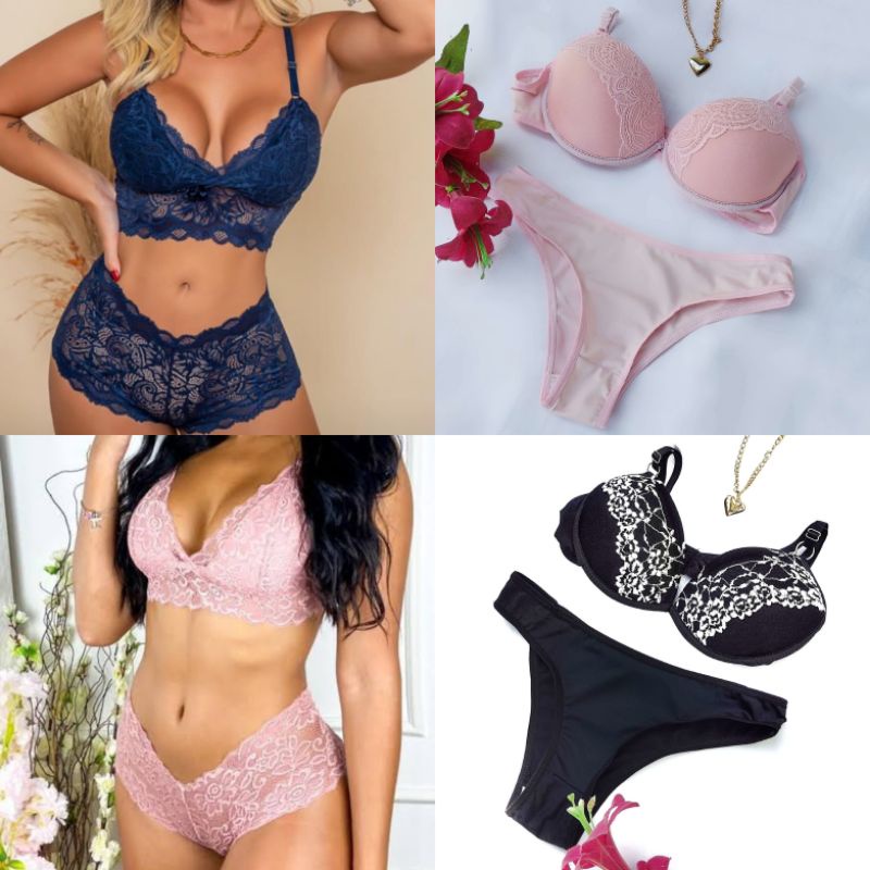 Kit Revendedora De 10 Lingerie Iniciante Conjuntos Lingeries Lindas