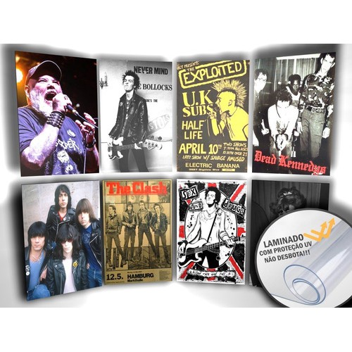 Placas Decorativas BANDAS PUNK ROCK KIT 8 QUADROS MDF DA SUA