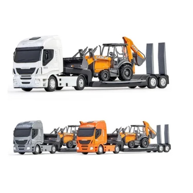 Miniatura Caminh O Cavalo Iveco Hi Way Carreta Prancha Plataforma